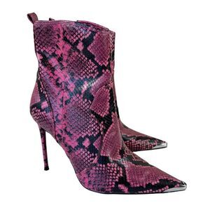 WINNIE HARLOW X SM (STEVE MADDEN) TINA PINK SNAKE PRINT STILETTO HEEL ANKLE BOOT